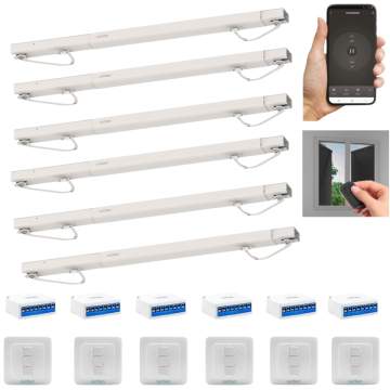 Lot de 6 motorisations connectées pour volet battant Avidsen Home Open W + 6 interrupteurs filaires 