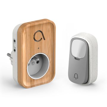 Carillon sans fil sans pile branchement sur prise 230 V technologie Kinétic Bamboo Plug - Avidsen - 102513