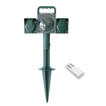 Piquet de jardin télécommandé éclairage extérieur 2 prises cordon 5 m. IP44 - Avidsen - 103186