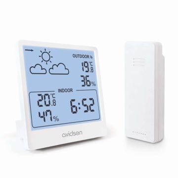 Station météo rétroéclairée avec sonde extérieure sans fil - Avidsen - 107253