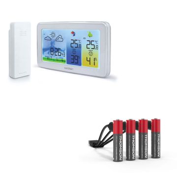 Station météo couleur format paysage rétroéclairé + 4 piles AAA / LR03 rechargeables