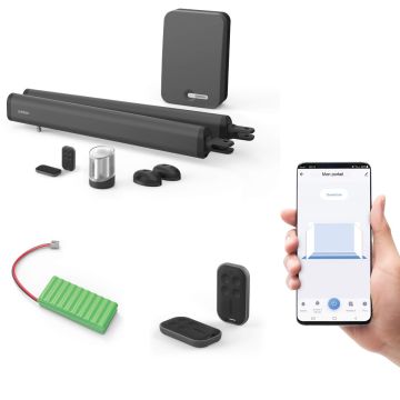 Motorisation connectée à vérins pour portail à battants - Teha Connect + batterie de secours + 2 télécommandes supp.