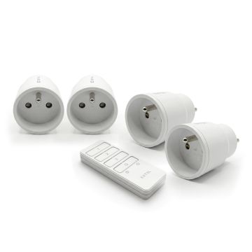 Kit 4 prises pilotables type E avec sa télécommande 433 MHz