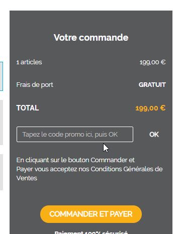 Emplacement de la zone code promo