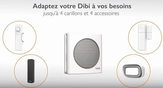 diBi More : Extension / répéteur de sonnerie universelle sans fil pour  'transporter' une sonnerie de carillon ou visiophone - Sonnette et carillon