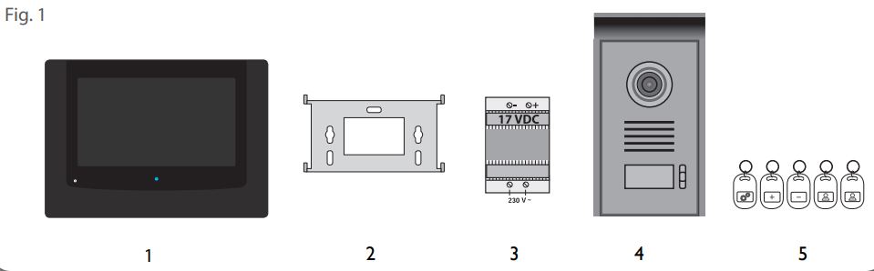 Contenu kit interphone vidéo Extel Contact