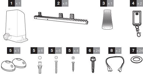 Composition du kit motorisation portail coulissant.