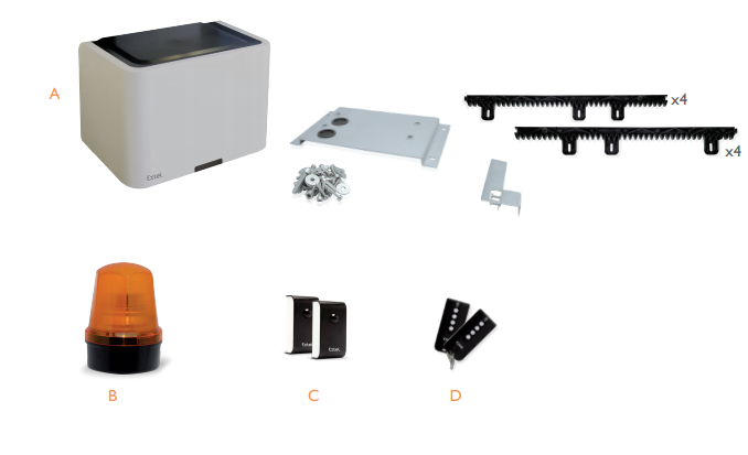 Contenu du kit de la motorisation de portail Hello C