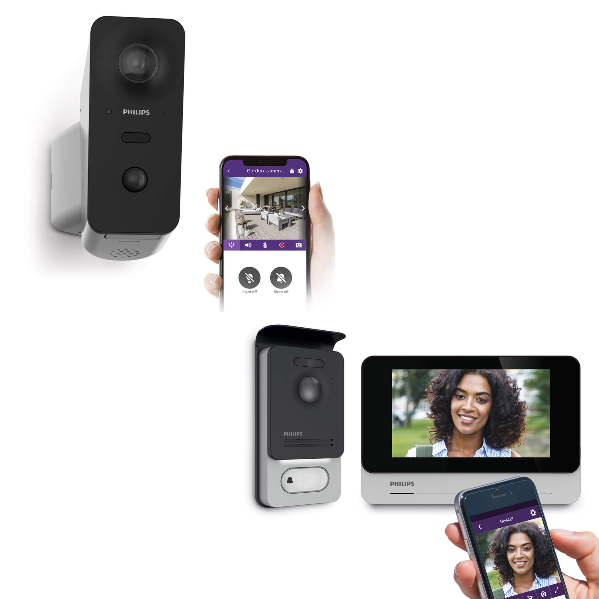 Philips Kit Caméra extérieure motorisée et connectée View + Visiophone filaire connecté Connect 2 -