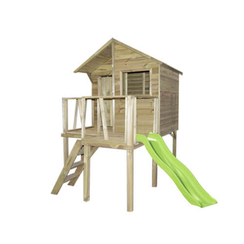 Maisonnette bois 1.96m² sur pilotis avec toboggan - VICTOR