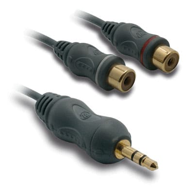 Image of Cable adaptateur Jack stéréo 3,5mm / 2 RCA femelles (10 cm) 277