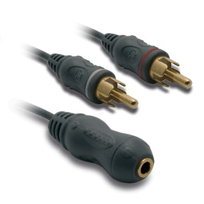 Image of Cable adaptateur Jack stéréo 3,5mm fem. / 2 RCA mâles (10 cm) 278